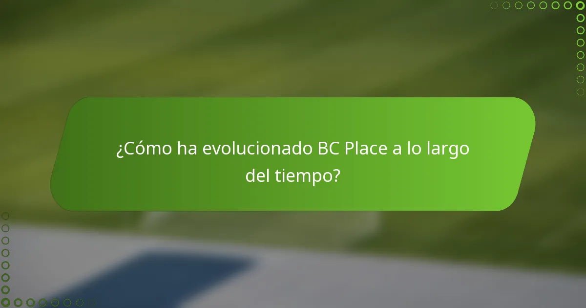 ¿Cómo ha evolucionado BC Place a lo largo del tiempo?