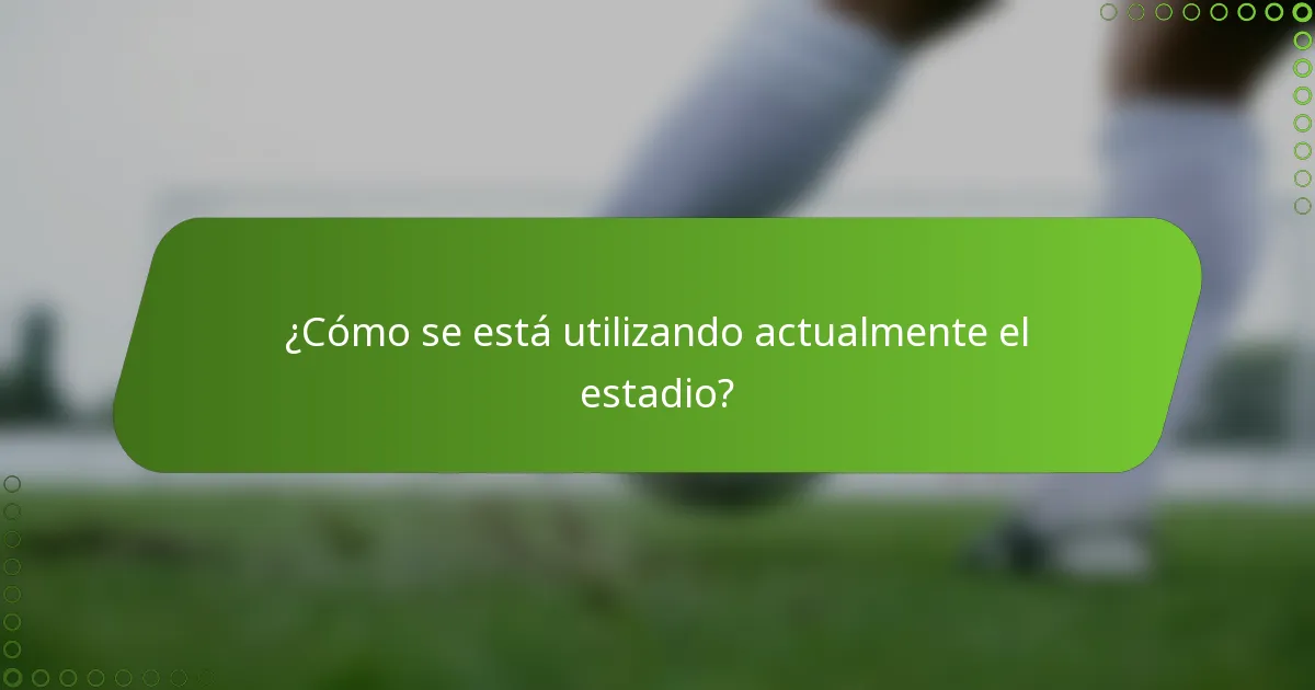 ¿Cómo se está utilizando actualmente el estadio?
