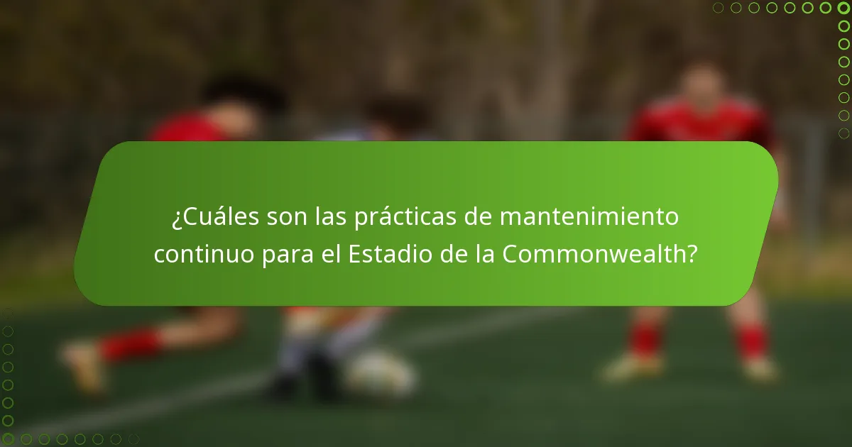 ¿Cuáles son las prácticas de mantenimiento continuo para el Estadio de la Commonwealth?