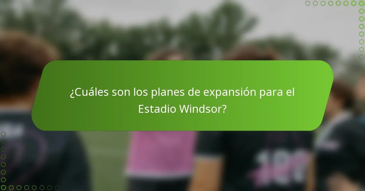 ¿Cuáles son los planes de expansión para el Estadio Windsor?