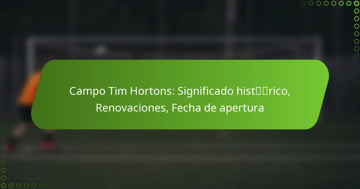 Campo Tim Hortons: Significado histórico, Renovaciones, Fecha de apertura